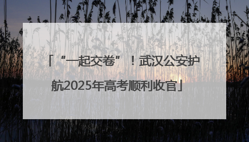 “一起交卷”！武汉公安护航2025年高考顺利收官