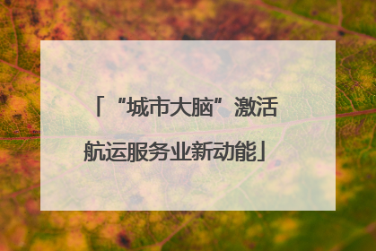 “城市大脑”激活航运服务业新动能