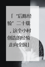 “后陈经验”二十载，这个小村创造的经验走向全国