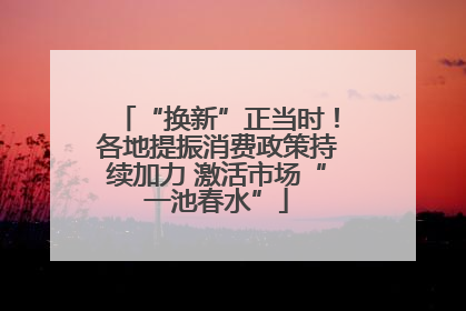 “换新”正当时！各地提振消费政策持续加力 激活市场“一池春水”