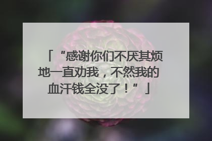 “感谢你们不厌其烦地一直劝我，不然我的血汗钱全没了！”