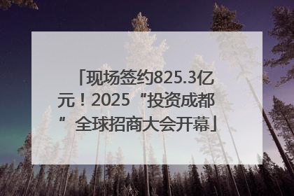 现场签约825.3亿元！2025“投资成都”全球招商大会开幕