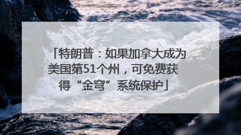 特朗普：如果加拿大成为美国第51个州，可免费获得“金穹”系统保护