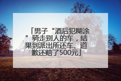 男子“酒后犯糊涂”骑走别人的车，结果到派出所还车、道歉还赔了500元