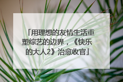 用理想的友情生活重塑综艺的边界，《快乐的大人2》治愈收官