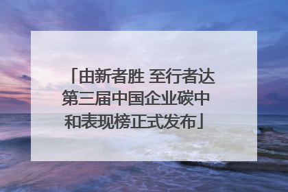 由新者胜 至行者达 第三届中国企业碳中和表现榜正式发布