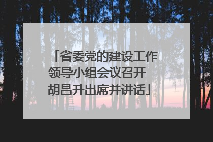 省委党的建设工作领导小组会议召开 胡昌升出席并讲话
