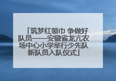 筑梦红领巾 争做好队员——安徽省龙亢农场中心小学举行少先队新队员入队仪式