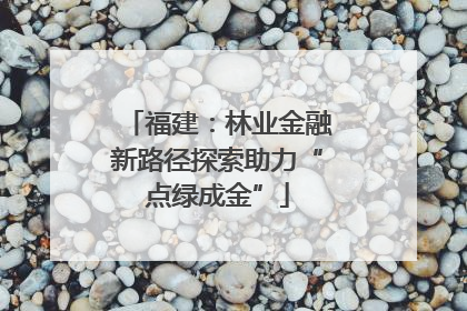 福建：林业金融新路径探索助力“点绿成金”