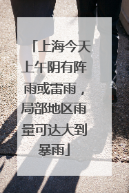 上海今天上午阴有阵雨或雷雨，局部地区雨量可达大到暴雨