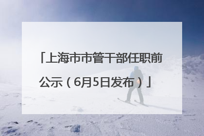 上海市市管干部任职前公示（6月5日发布）