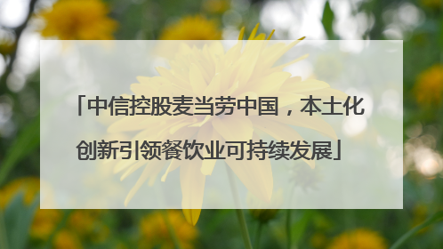 中信控股麦当劳中国，本土化创新引领餐饮业可持续发展