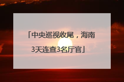 中央巡视收尾，海南3天连查3名厅官