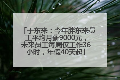 于东来：今年胖东来员工平均月薪9000元，未来员工每周仅工作36小时，年假40天起