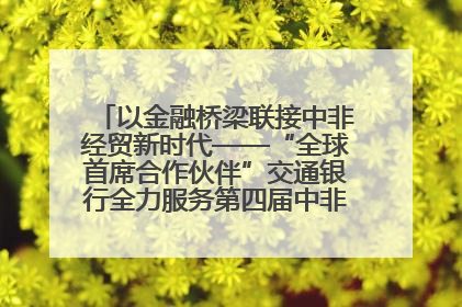以金融桥梁联接中非经贸新时代——“全球首席合作伙伴”交通银行全力服务第四届中非经贸博览会