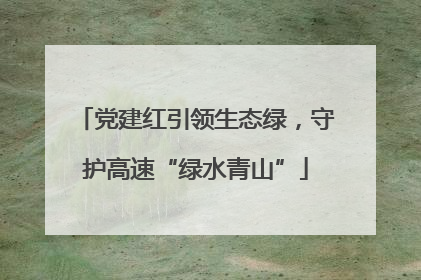 党建红引领生态绿，守护高速“绿水青山”