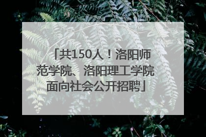 共150人！洛阳师范学院、洛阳理工学院面向社会公开招聘