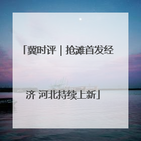 冀时评｜抢滩首发经济 河北持续上新