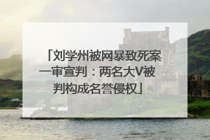 刘学州被网暴致死案一审宣判：两名大V被判构成名誉侵权