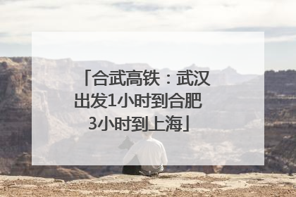 合武高铁：武汉出发1小时到合肥3小时到上海