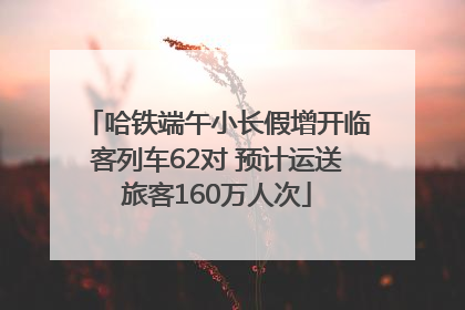 哈铁端午小长假增开临客列车62对 预计运送旅客160万人次