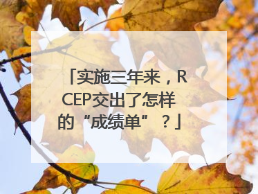 实施三年来，RCEP交出了怎样的“成绩单”？