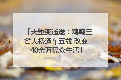 天堑变通途：鸡鸣三省大桥通车五载 改变40余万民众生活
