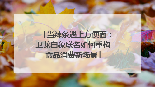 当辣条遇上方便面：卫龙白象联名如何重构食品消费新场景