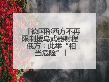 德国称西方不再限制援乌武器射程 俄方：此举“相当危险”