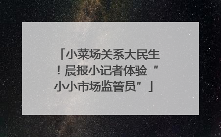 小菜场关系大民生！晨报小记者体验“小小市场监管员”