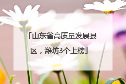 山东省高质量发展县区，潍坊3个上榜