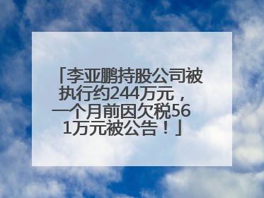 李亚鹏持股公司被执行约244万元，一个月前因欠税561万元被公告！