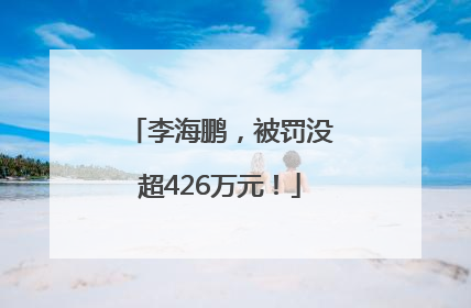 李海鹏，被罚没超426万元！