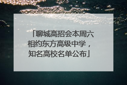 聊城高招会本周六相约东方高级中学，知名高校名单公布