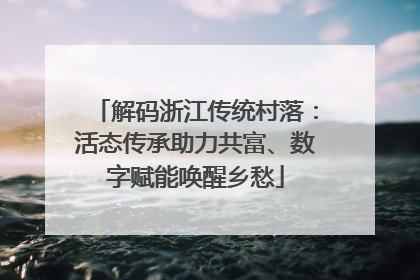 解码浙江传统村落：活态传承助力共富、数字赋能唤醒乡愁