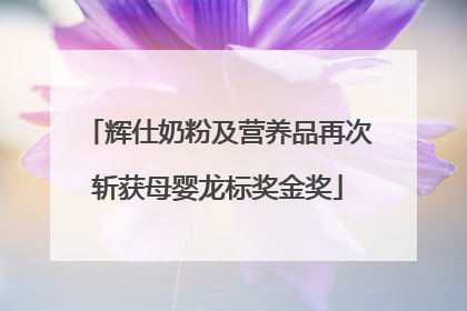 辉仕奶粉及营养品再次斩获母婴龙标奖金奖