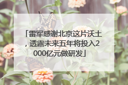雷军感谢北京这片沃土，透露未来五年将投入2000亿元做研发