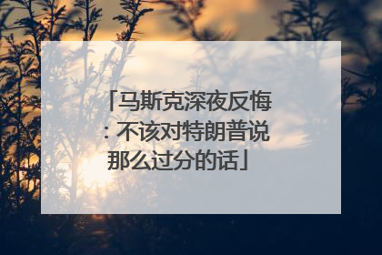 马斯克深夜反悔：不该对特朗普说那么过分的话