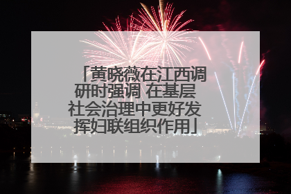 黄晓薇在江西调研时强调 在基层社会治理中更好发挥妇联组织作用