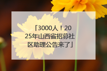 3000人！2025年山西省招募社区助理公告来了