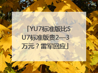 YU7标准版比SU7标准版贵2—3万元？雷军回应